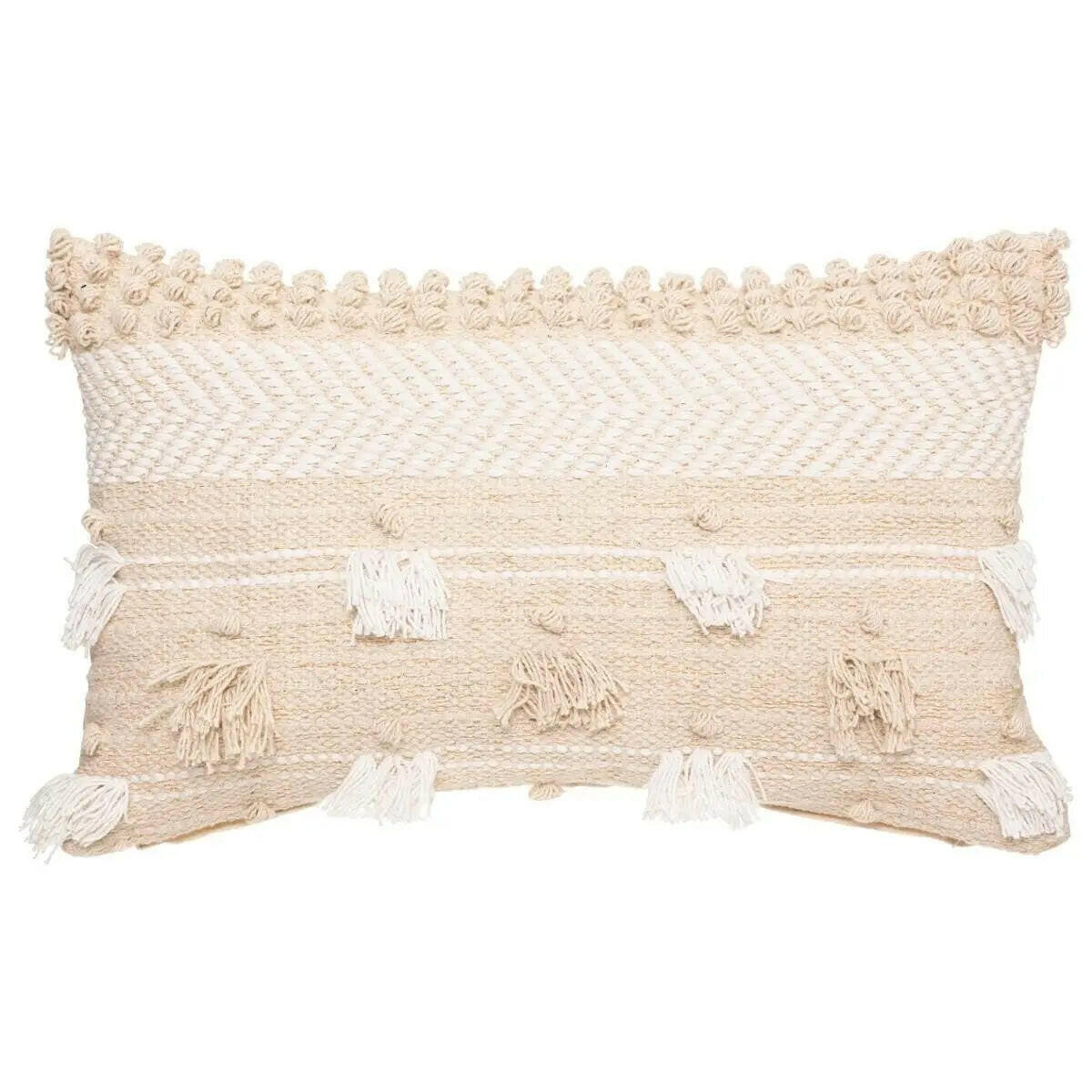 Coussin Beige Coton/Boule 30x50 cm - Alisdom