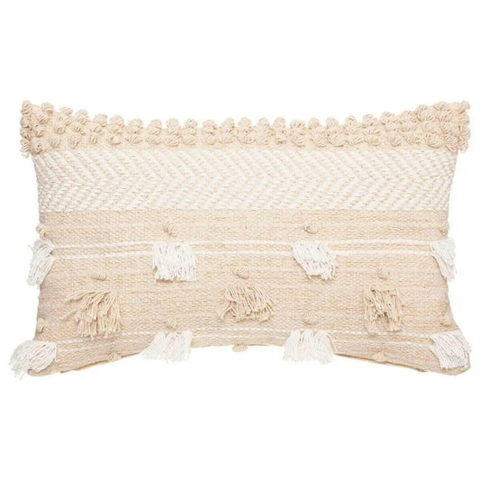 Coussin Beige Coton/Boule 30x50 cm - Alisdom