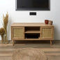 Buffet TV en Bois avec Portes en Rotin