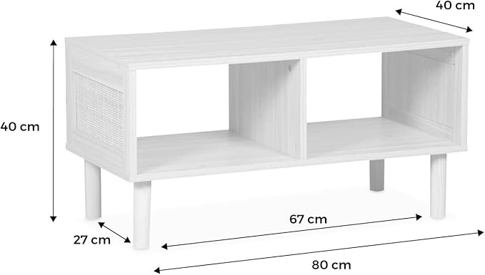 Table basse en bois et rotin