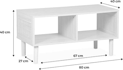 Table basse en bois et rotin