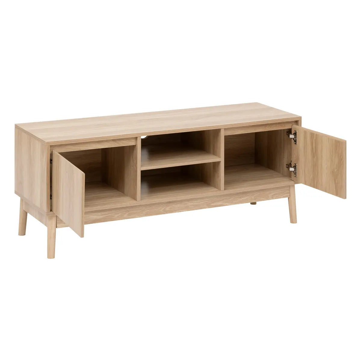 Meuble TV Scandinave en Bois Clair avec Rangements