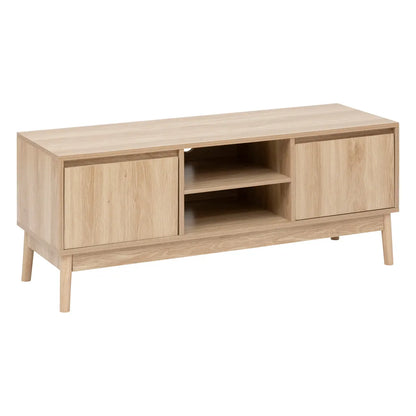 Meuble TV Scandinave en Bois Clair avec Rangements