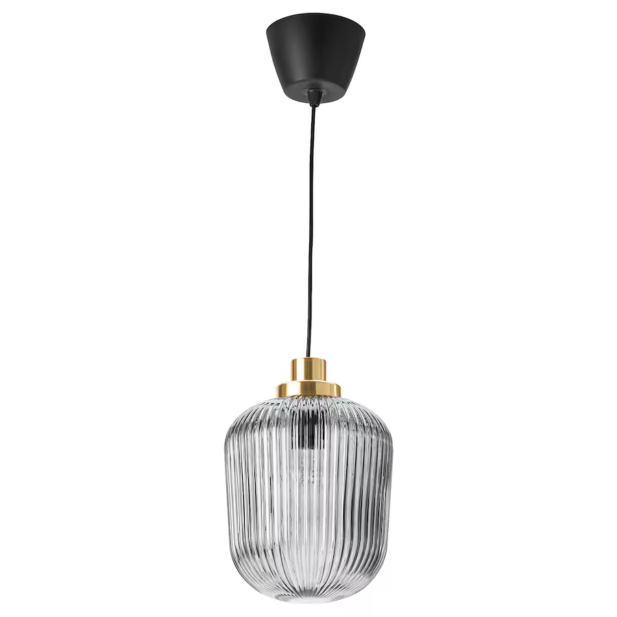 Suspension en Laiton et Verre Gris Transparent