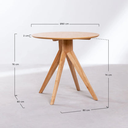 Table à manger ronde en bois naturel Ø80 cm